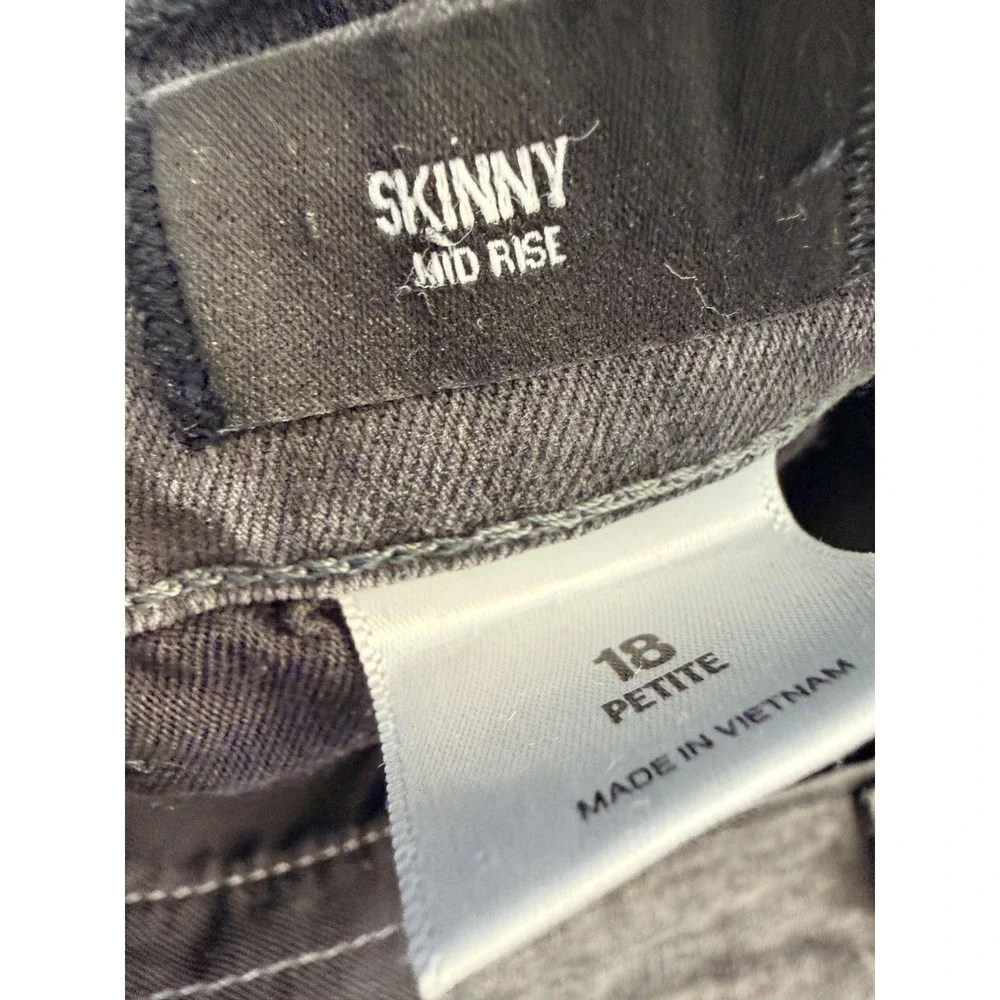 Express Skinny Jeans Womens 18P Gray Charcoal Mid Rise‎ Distressed Stretch 38x27